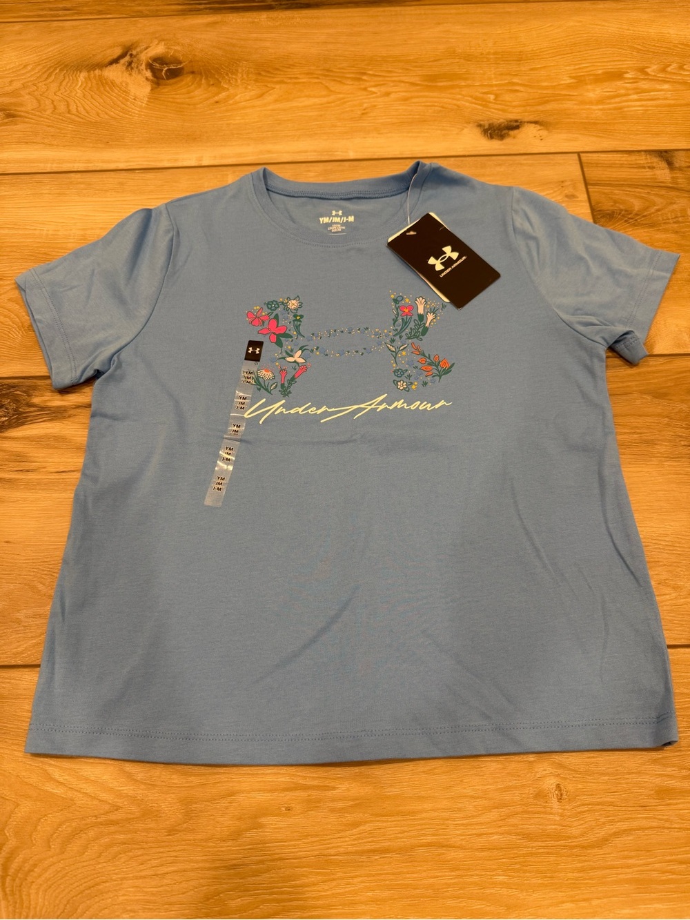 Under Armour Light Blue Floral Logo Short Sleeve Tee - Kid’s Style